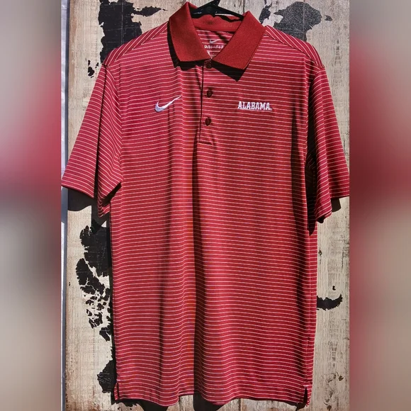 NEW Nike Alabama Crimson Tide Mens DriFIT Victory Stripe Short Sleeve Polo's - Picture 11 of 16